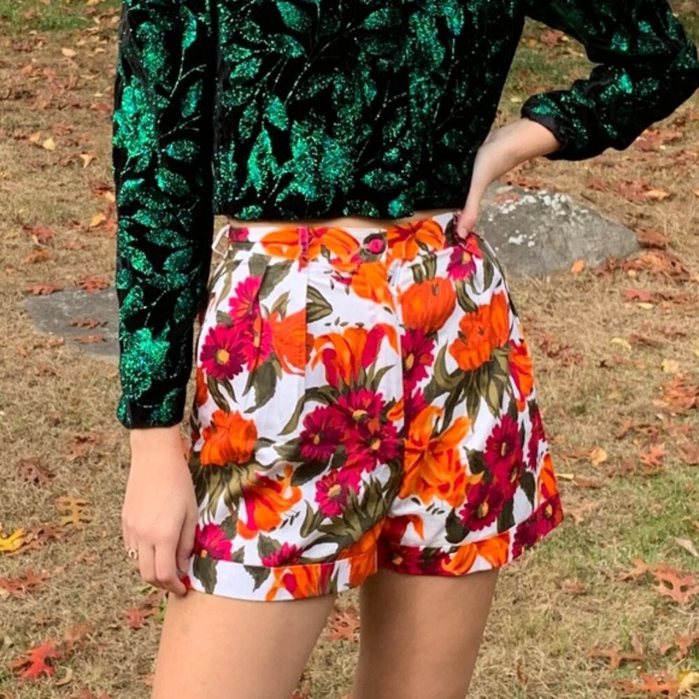 Vintage High Waist Paisley Floral Print Festival Boho Cotton Shorts Lot - Picture 10 of 13